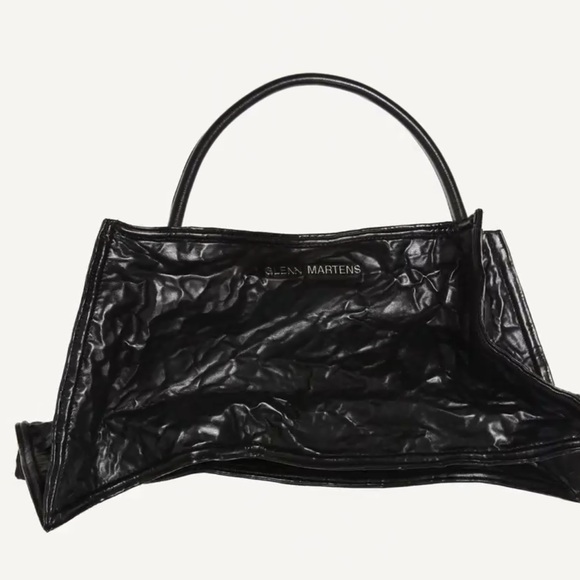 H&M X Glenn Martens Faux Leather Shoulder Bag Black Crumpled Crossbody - Picture 8 of 8